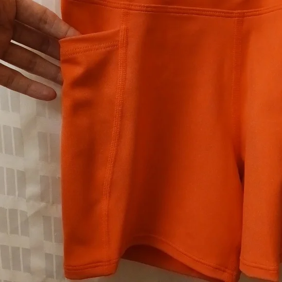 Wicked Weasel Activewear. NWOT. Sports Bra & Shorts w/Pockets. Small. Orange. - Picture 10 of 14